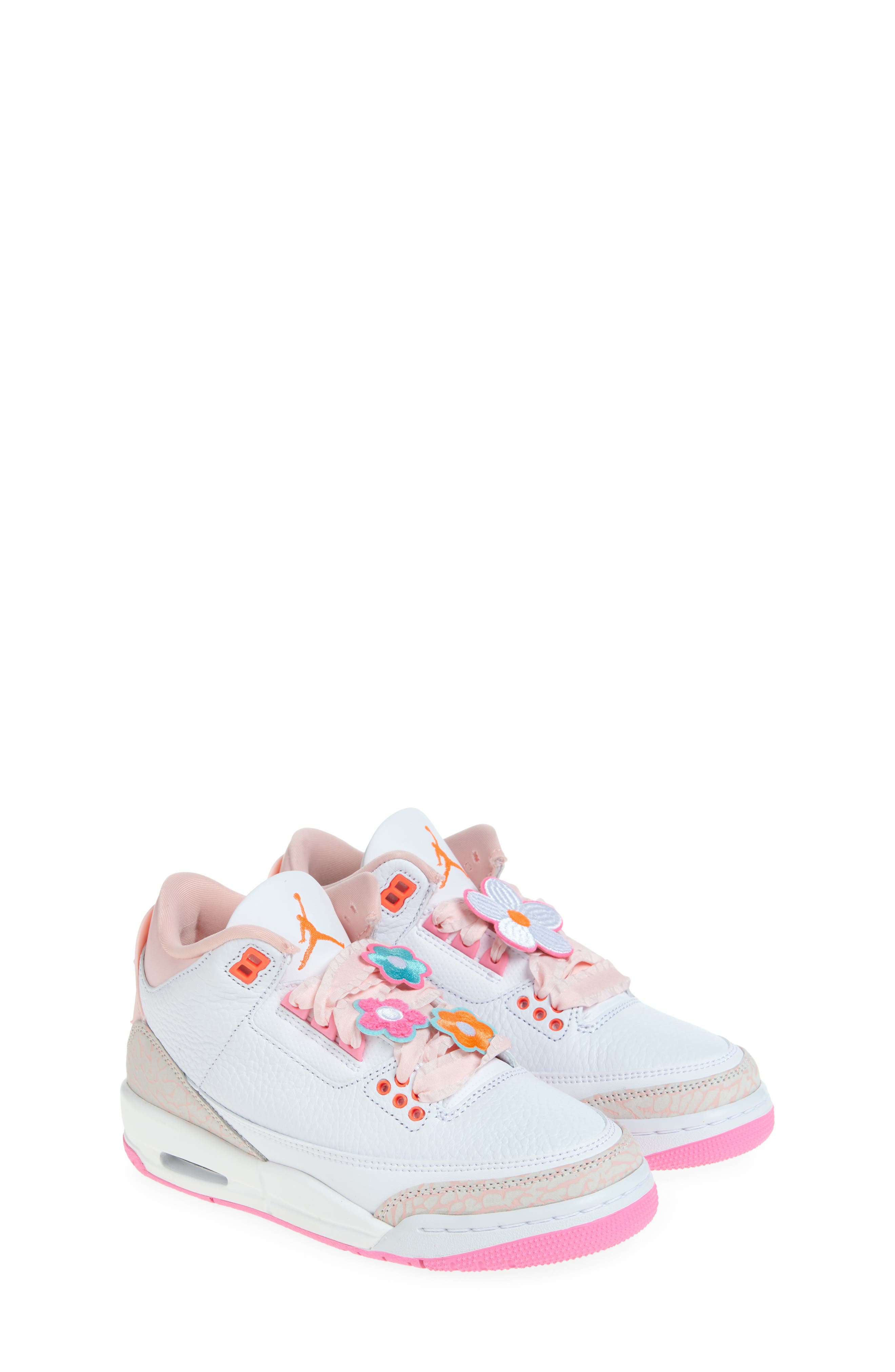 Jordan Kids' Air Jordan 3 Retro Basketball Sneaker, Main, color, Pearl Pink/ Hyper Orange