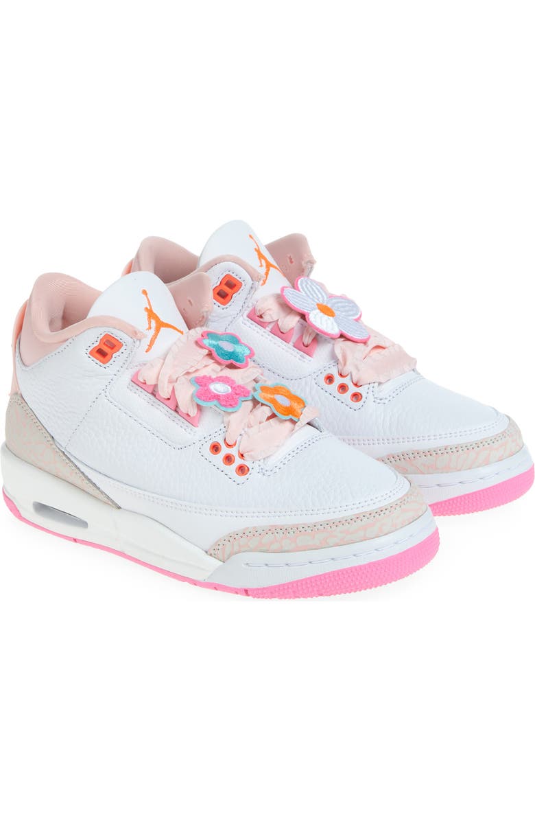 Jordan Kids' Air Jordan 3 Retro Basketball Sneaker, Main, color, Pearl Pink/ Hyper Orange