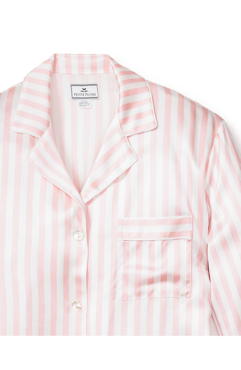 Petite Plume Stripe Long Sleeve Mulberry Silk Nightshirt, Alternate, color,