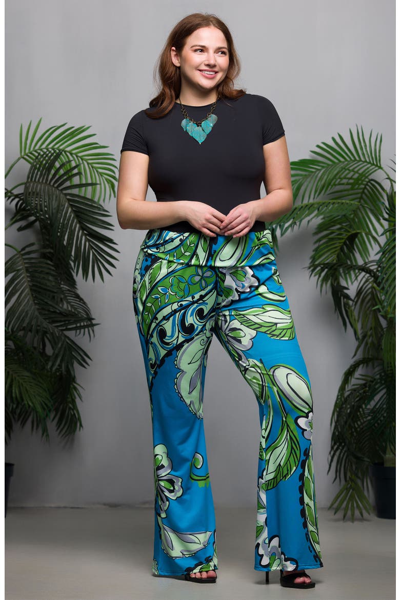 Paisley Print Foldover Waist Pants, Alternate, color, BLUE MULTI