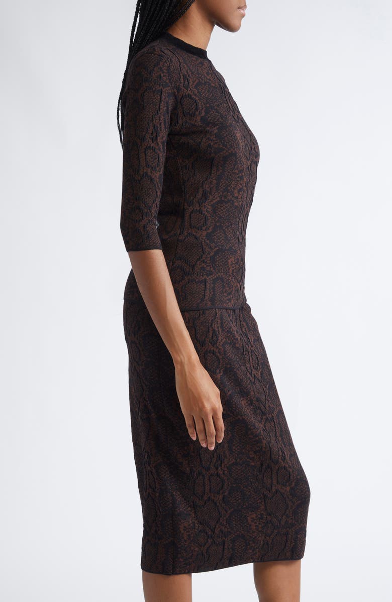 Stella McCartney Snakeskin Jacquard Wool Blend Top, Alternate, color, Brown/ Black