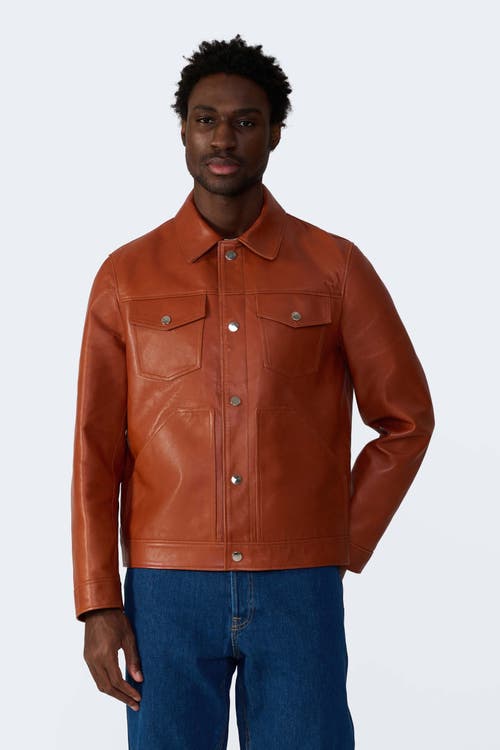 Furniq Uk Jude Leather Jacket In Brown