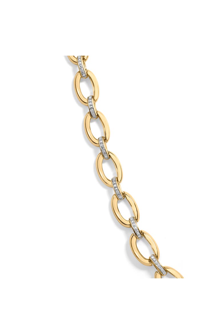 Gold Vermeil 1/4 Cttw Diamond Bold Oval Link Necklace, Alternate, color, Silver