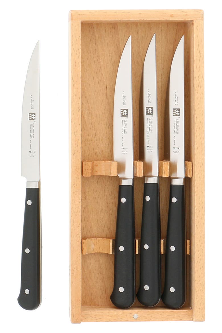 4-Piece Porterhouse Steak Knife Set, Alternate, color, BLACK