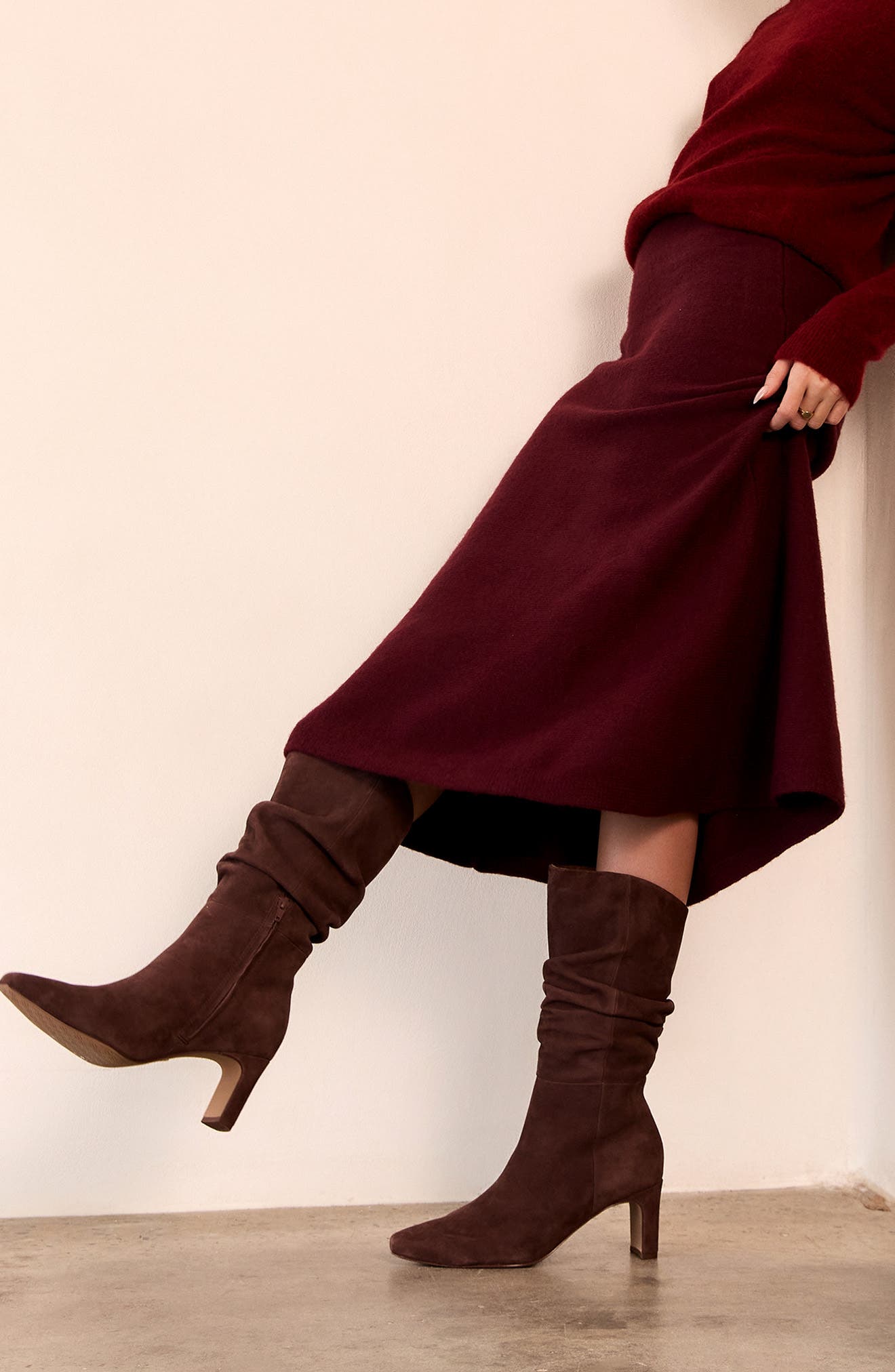 FRANKIE4 Clarkson Knee High Boot, Alternate, color, Milk Chocolate Suede