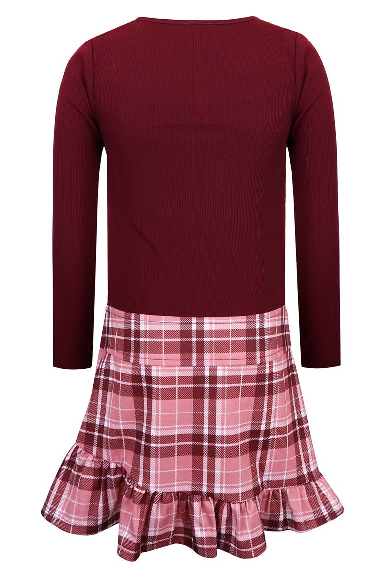 Kids' Bow Detail Plaid Dress, Alternate, color, BURGUNDY PLAID