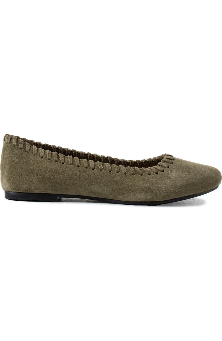 Jelavu Ella Whipstitch Ballet Flat, Alternate, color, Olive
