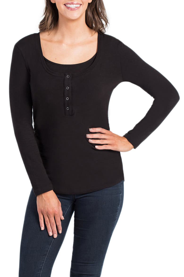 Avery Scoop Neck Maternity/Nursing Tee, Alternate, color, BLACK