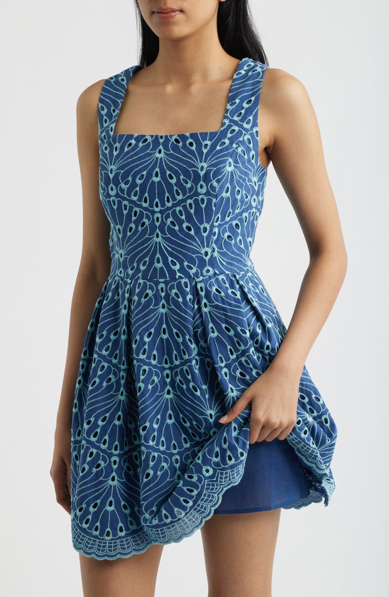 Lilly Pulitzer<sup>®</sup> Cindy Skirted Romper, Alternate, color, Starlight Navy X Capri Blue