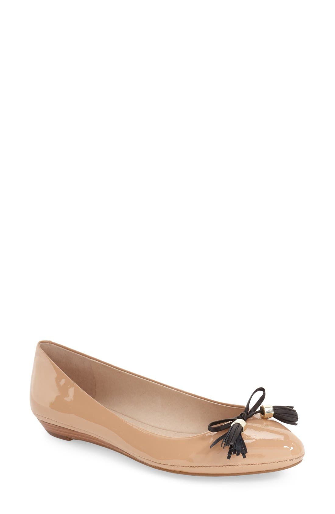 'Aradella' Pointy Toe Flat (Nordstrom Exclusive), Main, color, BALLET PATENT/ BLACK LEATHER