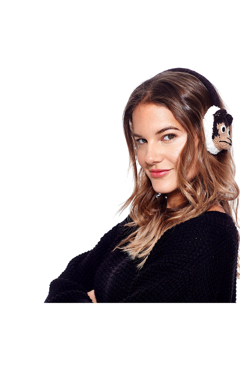 Nirvanna Designs Cheeta Monkey Earmuffs, Alternate, color, White