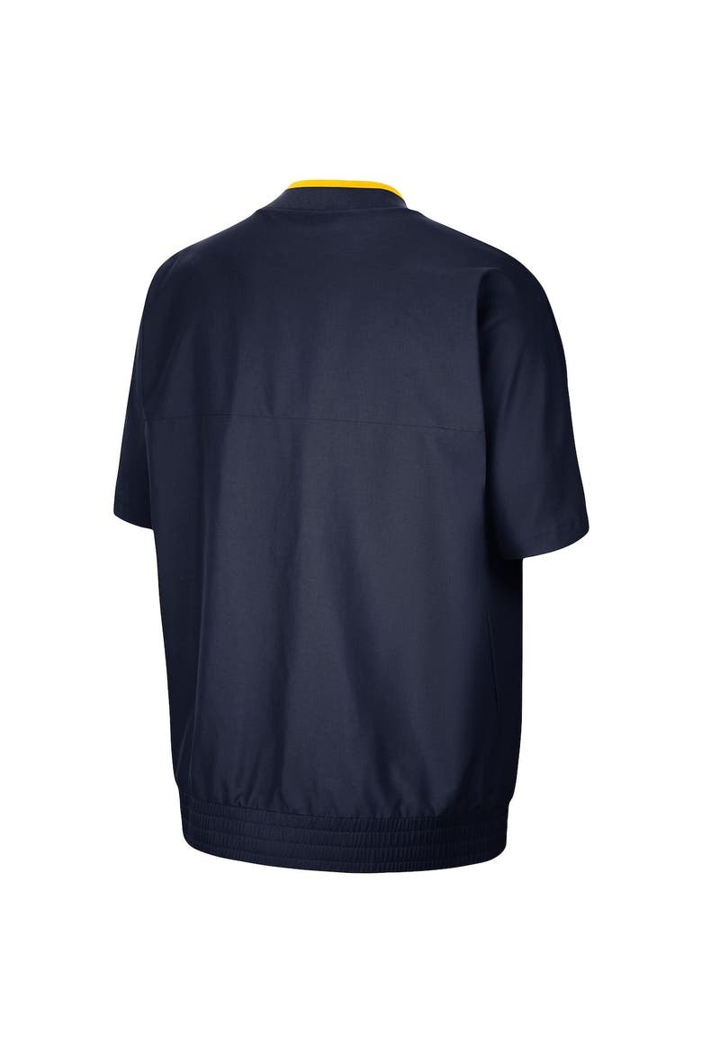 Men's Jordan Brand Navy Michigan Wolverines 2021 Coaches Short Sleeve Quarter-Zip Jacket, Alternate, color, Navy