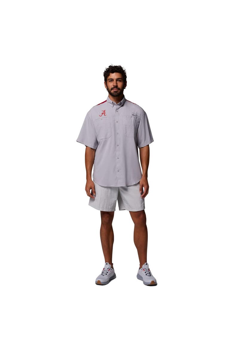 Men's Columbia Gray Alabama Crimson Tide Tamiami Colorblock Omni-Shade Button-Down Shirt, Alternate, color, Gray
