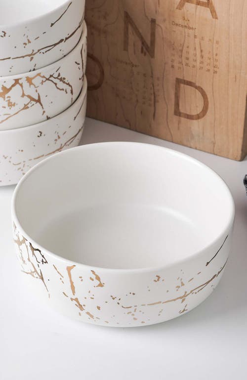 Stone Lain Zora Porcelain 4-piece Bowl Set In White