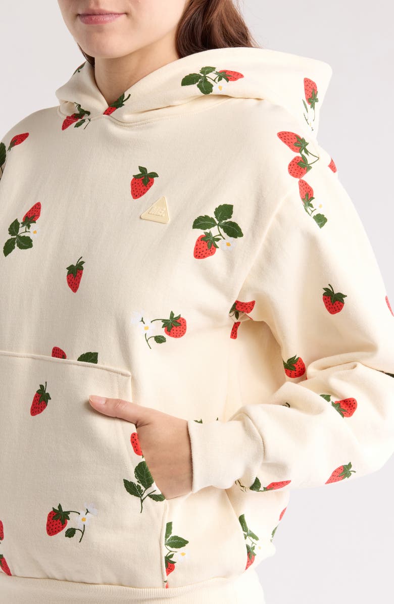 Melody Ehsani Strawberry Print Cotton Hoodie, Alternate, color, Buttercream