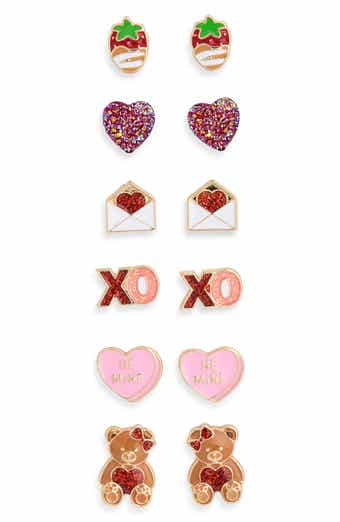 Leith Valentine's Day Set of 6 Stud Earrings