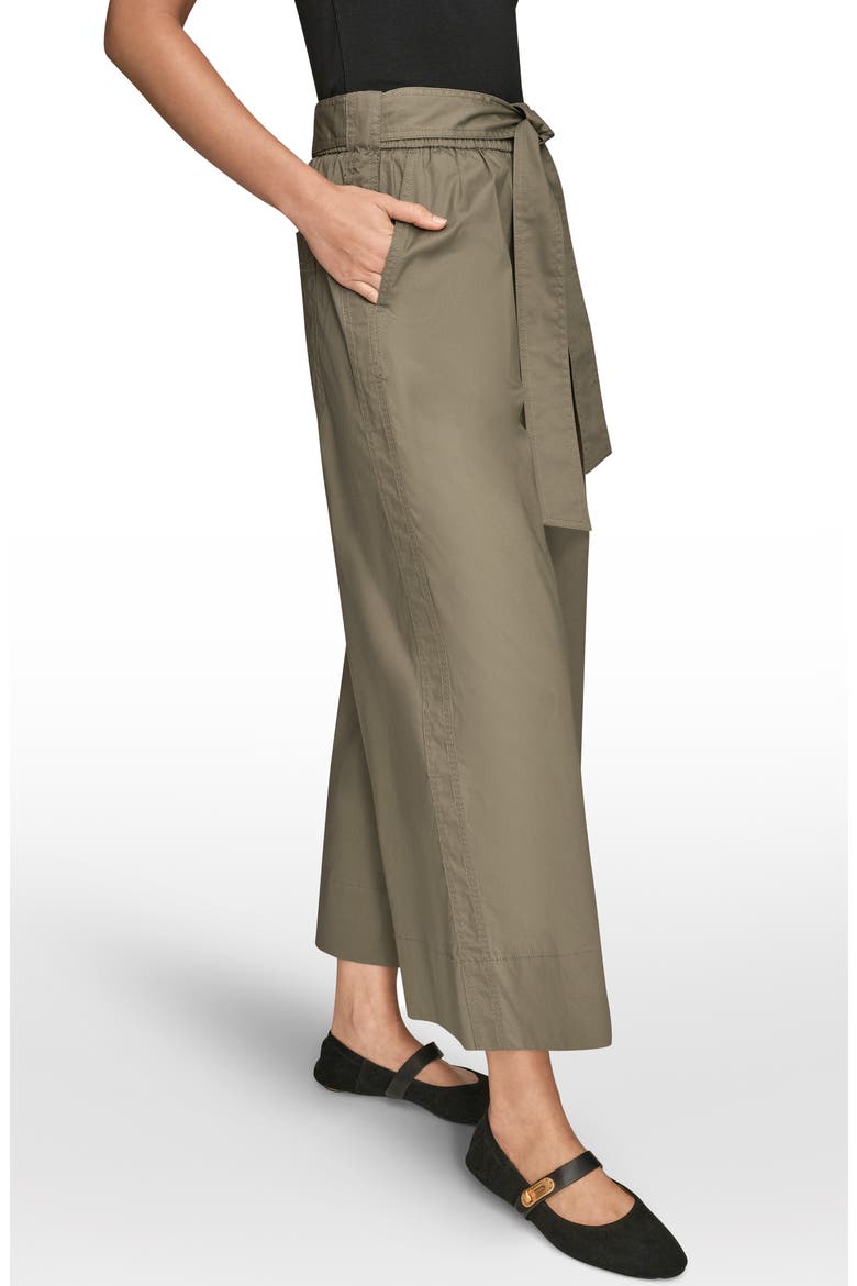 Mid Rise Wide Leg Crop Stretch Cotton Pants, Alternate, color, KHAKI GREE