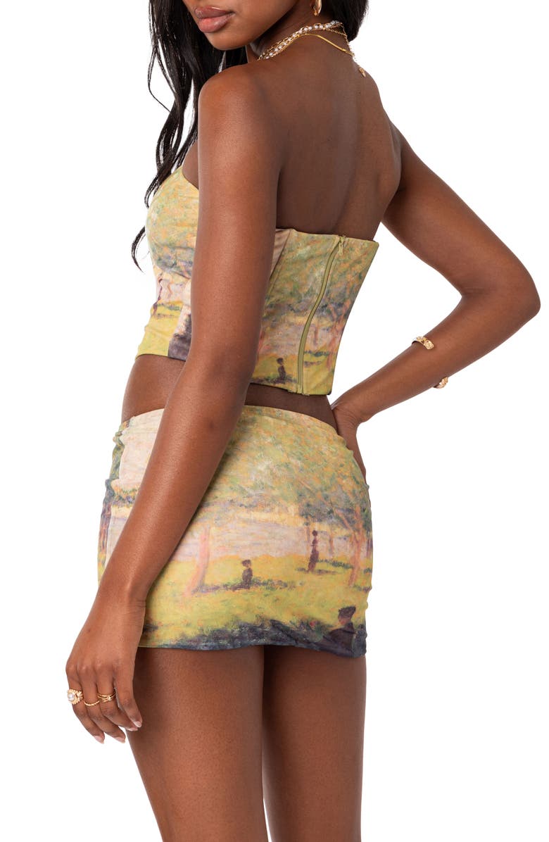 EDIKTED Picture Perfect Print Mesh Corset, Alternate, color,