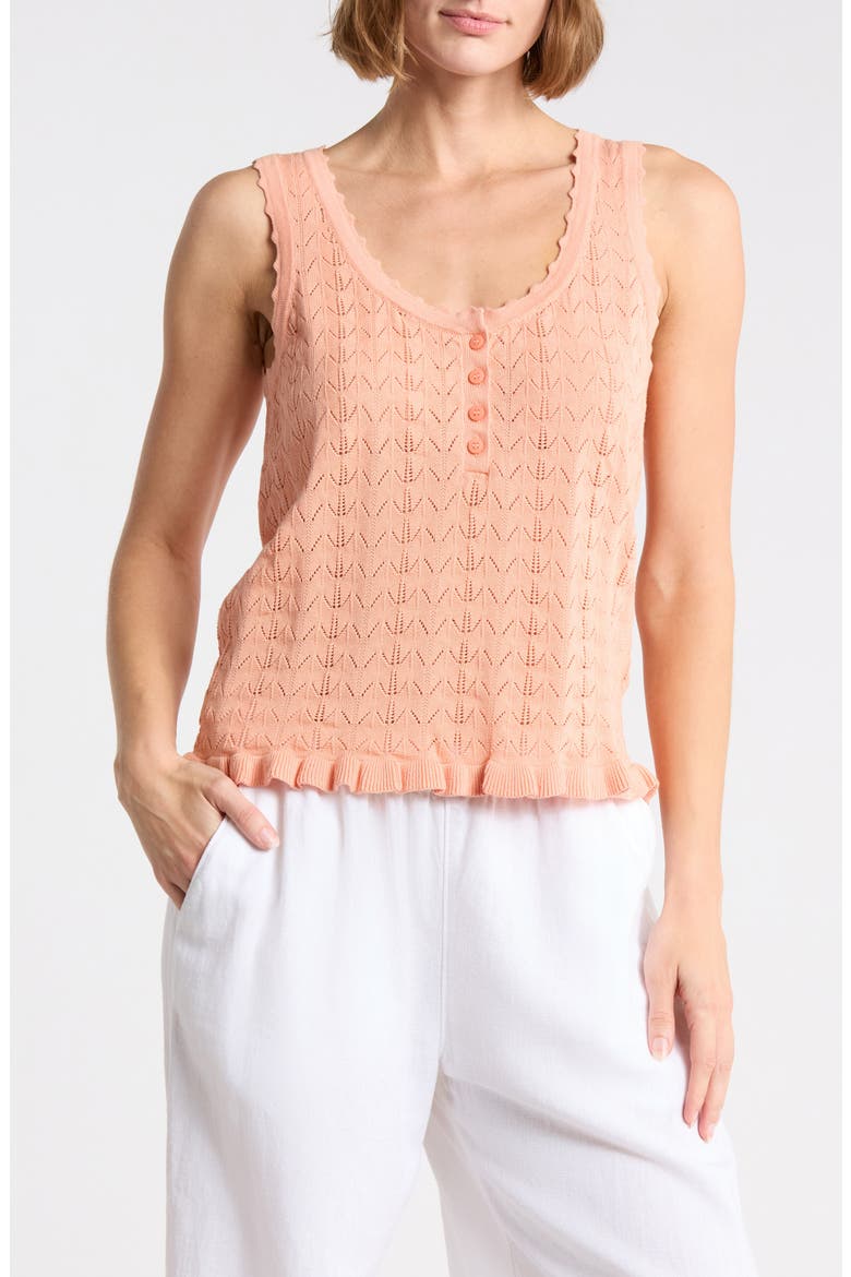U-Neck Pointelle Sweater Tank, Main, color, LIGHT APRICOT