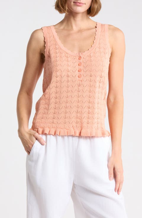 U-Neck Pointelle Sweater Tank