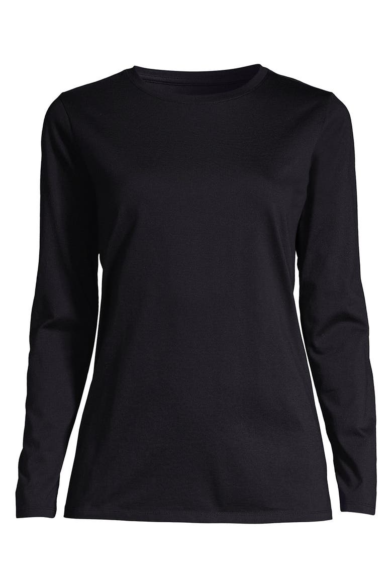 Relaxed Supima Cotton Long Sleeve Crew Neck T-Shirt, Alternate, color, Black