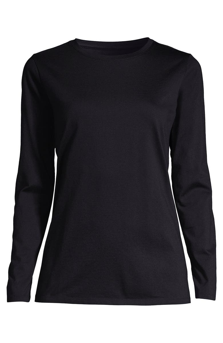 Lands' End Tall Relaxed Supima Cotton Long Sleeve Crewneck T-Shirt, Alternate, color, Black