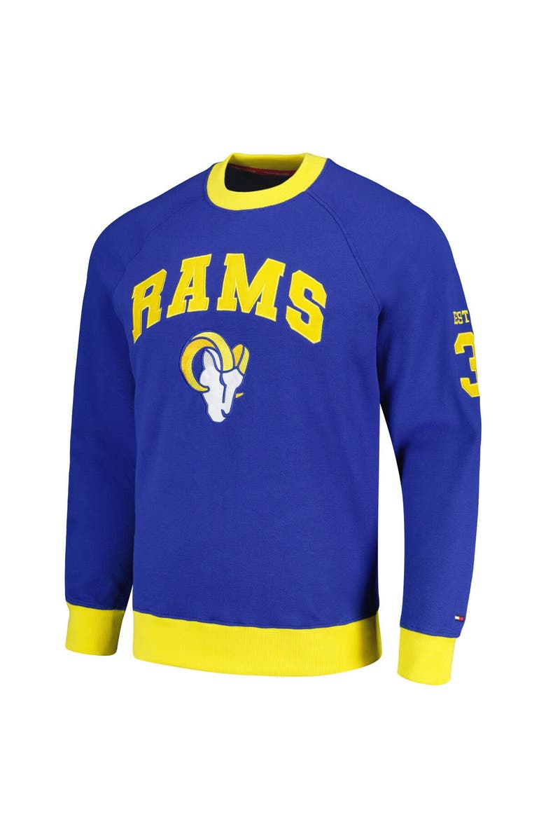 Tommy Hilfiger Men's Tommy Hilfiger Royal Los Angeles Rams Reese Raglan Tri-Blend Pullover Sweatshirt, Alternate, color, Royal