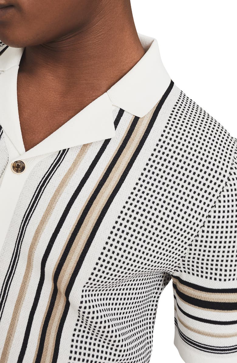 Reiss Appleton Stripe Short Sleeve Knit Button-Up Shirt, Alternate, color,
