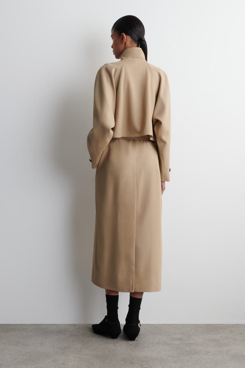 Wrap-Over Wool-Twill Trench Coat, Alternate, color, BEIGE
