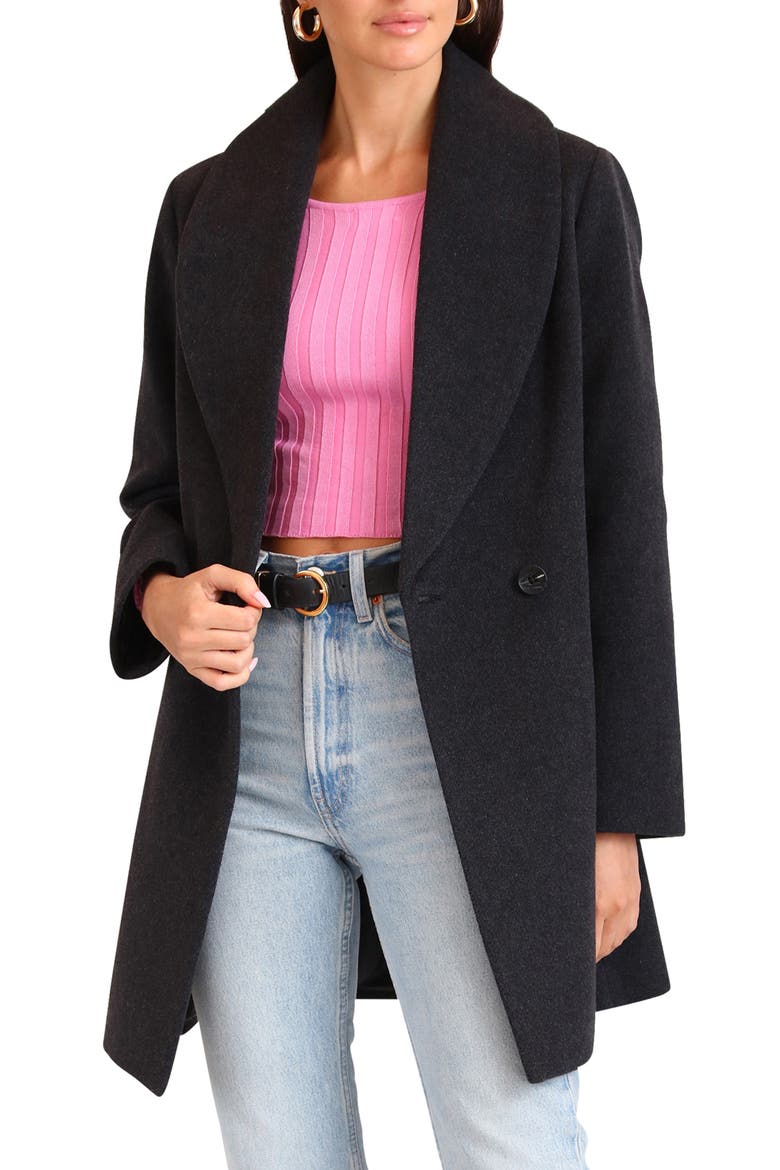 Shawl Collar Coat, Alternate, color, CHARCOAL