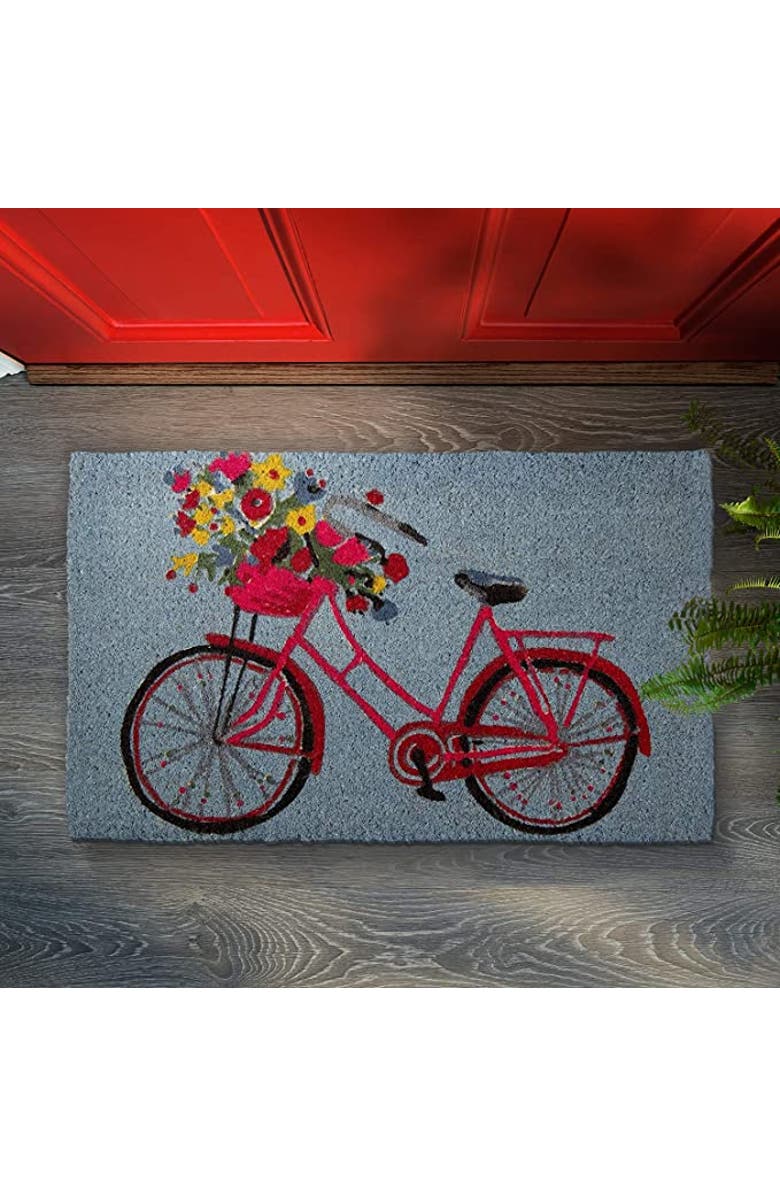 tag Bike Rider Coir Rectangle Indoor Outdoor Doormat Blue, Alternate, color, Blue