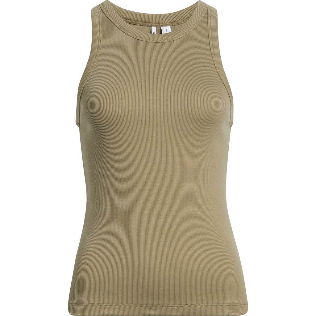 Nordstrom Everyday Cotton Rib Tank In Olive Covert
