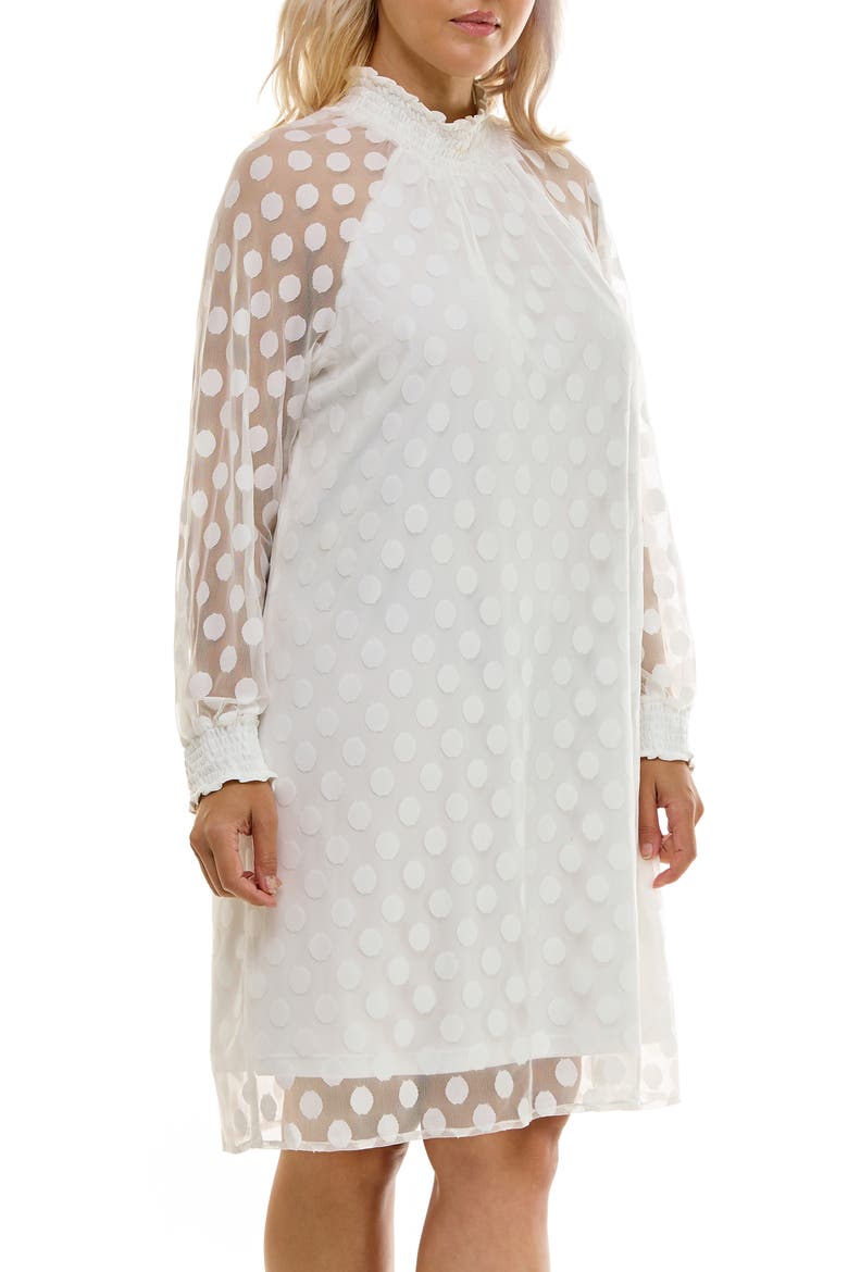 Mock Neck Long Sleeve Trapeze Dress, Alternate, color, IVORY