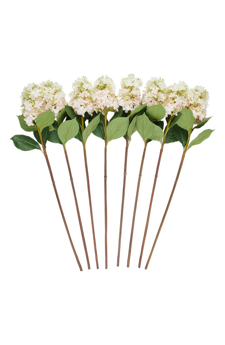 SONOMA SAGE HOME Set of Eight Hydrangea Artificial Flowers, Main, color, White Multi Colored