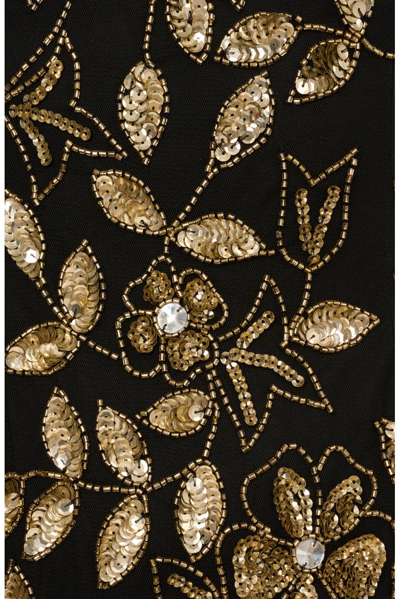 Embellished Mesh Gown, Alternate, color, BLACK/ GOLD
