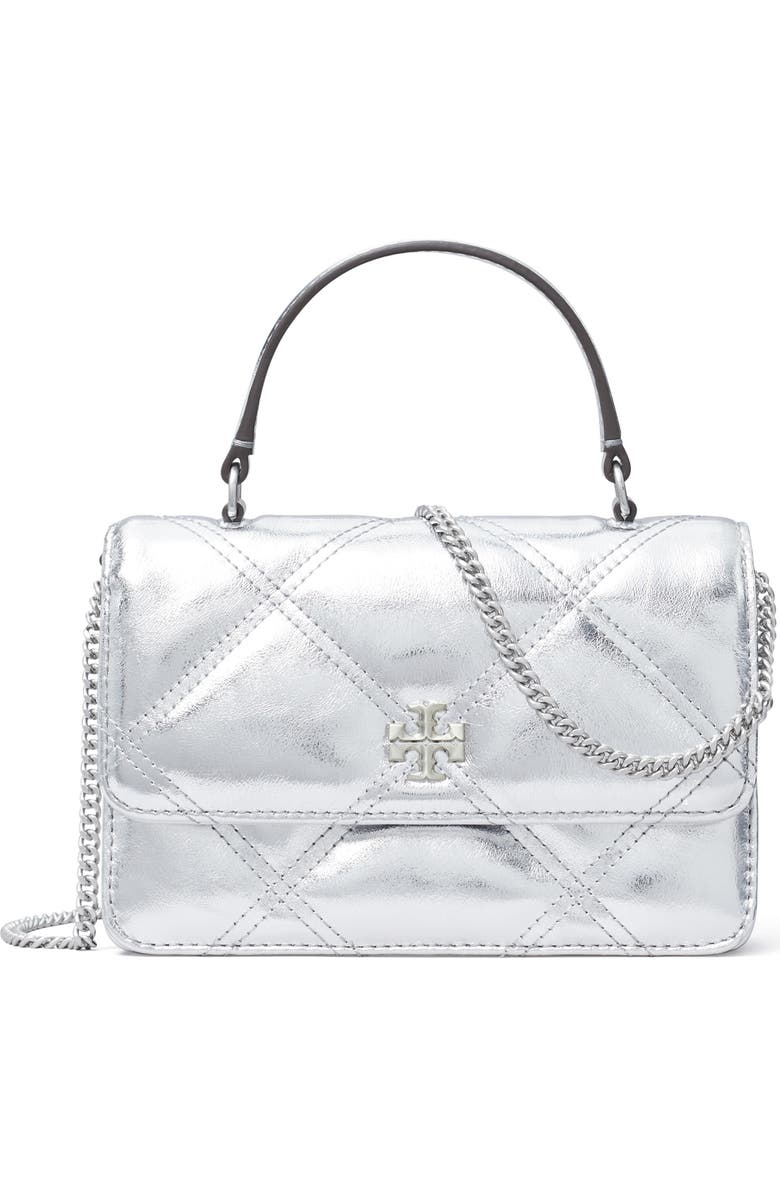 Tory Burch Kira Diamond Quilted Metallic Leather Crossbody Bag, Main, color,