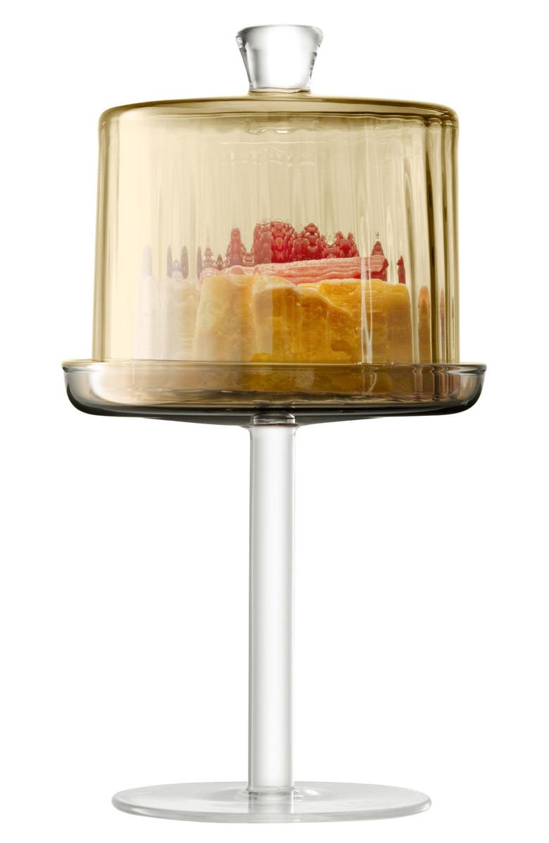 LSA Gems Cake Dome Stand, Alternate, color, Amber