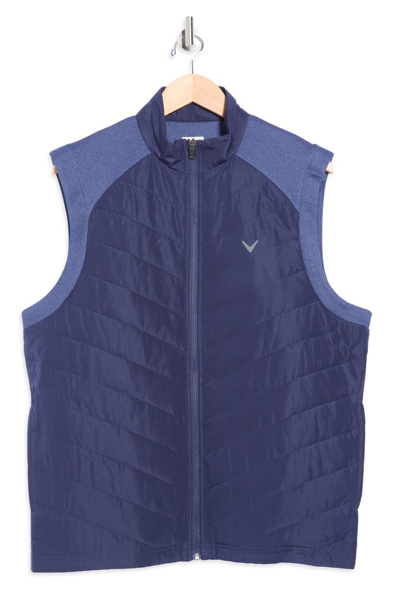 Mixed Media Full Zip Puffer Vest, Alternate, color, PEACOAT