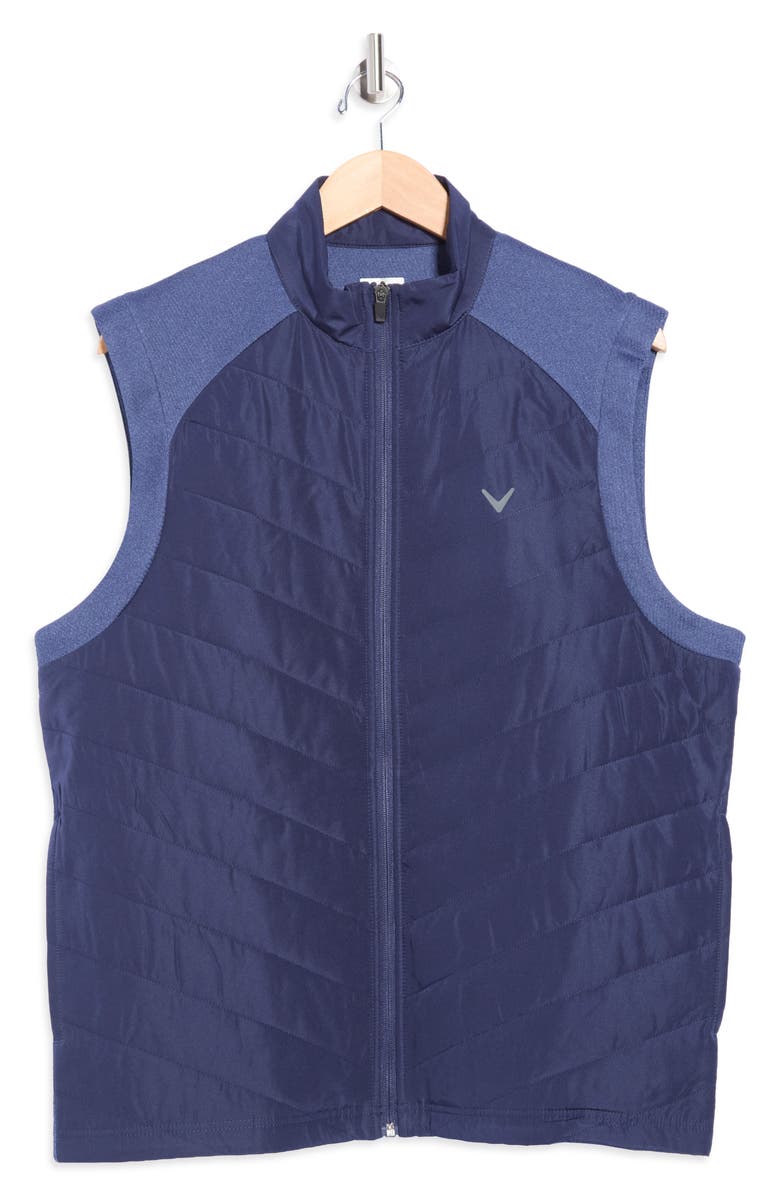 Callaway Mixed Media Full Zip Puffer Vest, Alternate, color, Peacoat