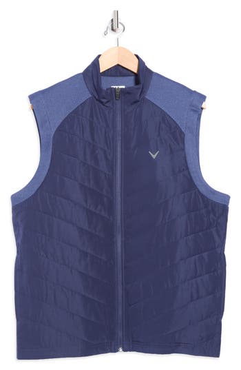 Callaway Mixed Media Full Zip Puffer Vest In Blue