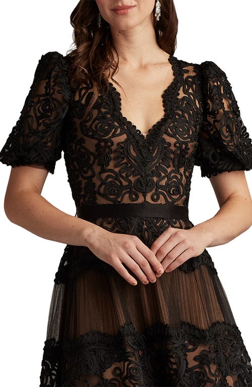 Tadashi Shoji Belline Embroidered Chiffon Midi Dress In Multi