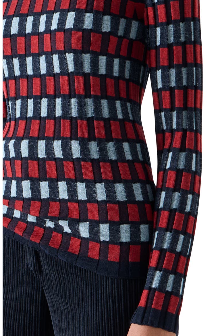 Intarsia Check Wool Turtlenck Sweater, Alternate, color, NAVY-RUSTY RED-LIGHT