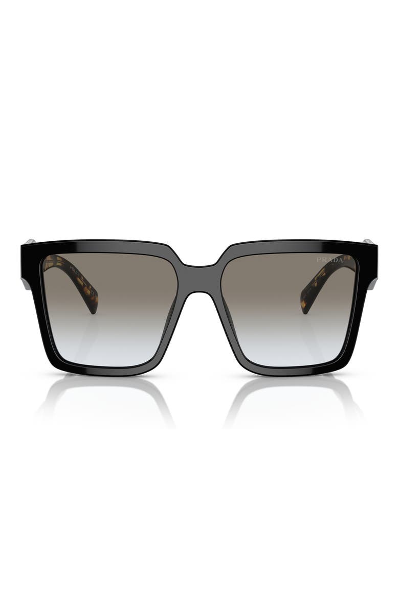 57mm Square Sunglasses, Alternate, color, BLACK