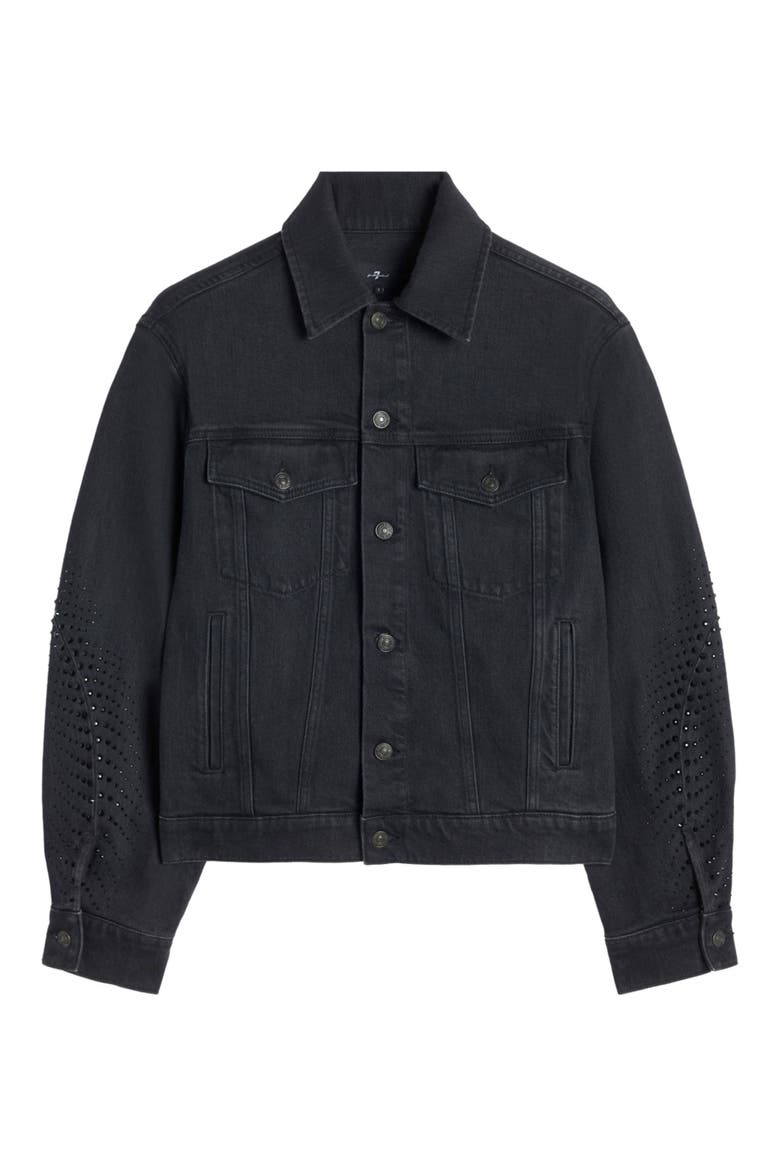 Embellished Twisted Seam Denim Jacket, Alternate, color, THUNDER STORM