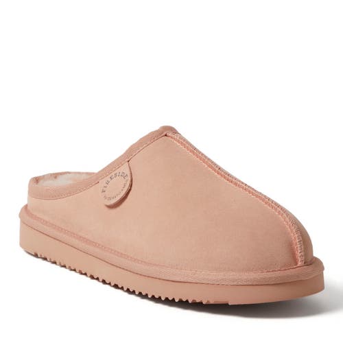 Dearfoams Fireside Greta Genuine Shearling Clog Slipper In Peach Dust