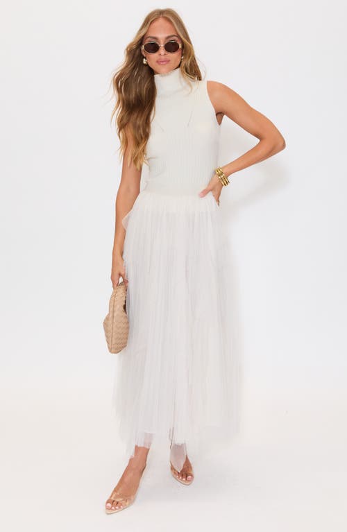Vici Collection Imperfection Ruffled Tiered Tulle Maxi Skirt In White