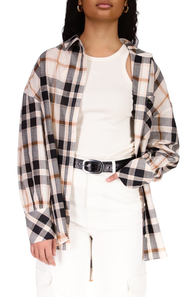 Sanctuary Plaid Tunic Shirt, Main, color, 