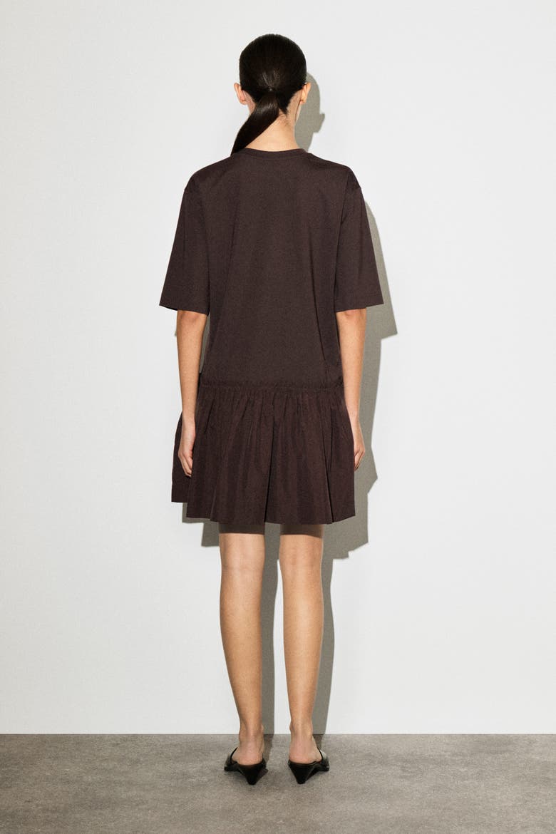 Panelled Dropped-waist Mini Dress, Alternate, color, DARK BROWN