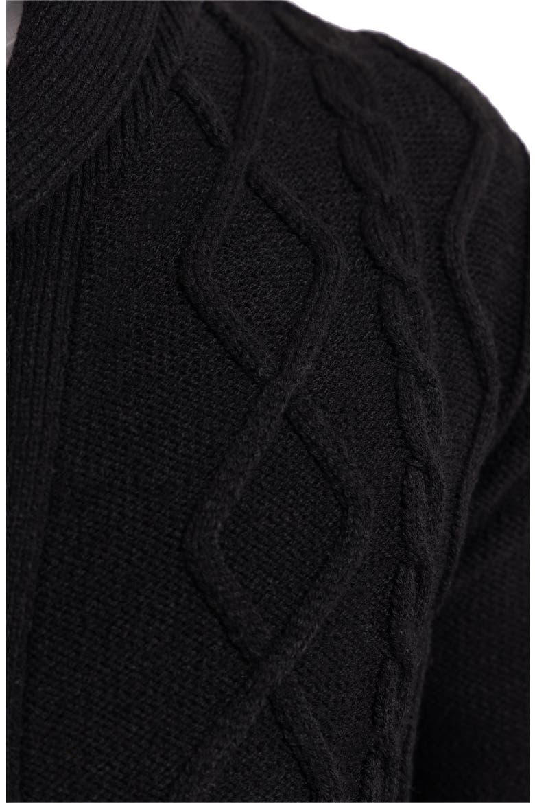 Cable Knit Button-Down Sweater, Alternate, color, BLACK