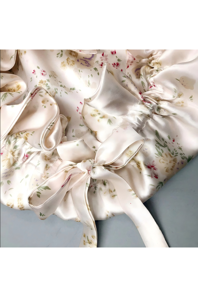 Pure Silk Double Layer Bonnet with Ribbon, Alternate, color, Floral